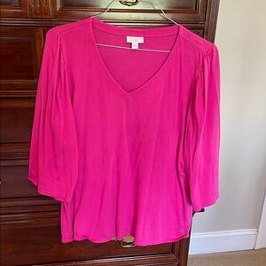 J. Jill Fuchsia V-Neck Blouse